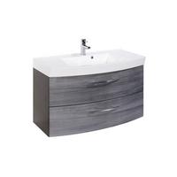 Waschtischkombi Florida in Graphitfarben - Weiß, MODERN, Holzwerkstoff/Metall (100/54/47cm) - Premium Living