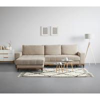Wohnlandschaft Casper in Beige mit Schlaffunktion - Beige/Schwarz, KONVENTIONELL, Textil/Metall (272/87/171cm) - Zandiara