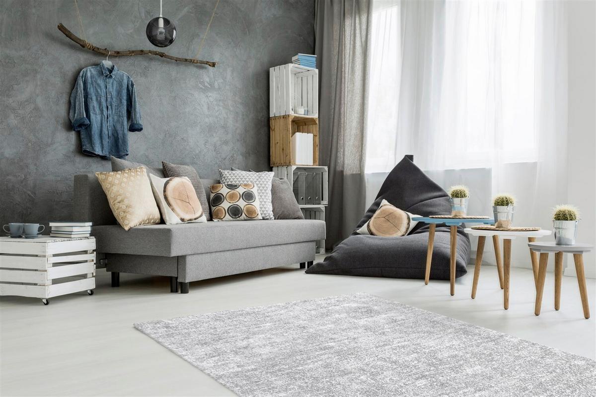 Vintage-teppich Etna 110 Grau / Silber 120x170 - Silberfarben/Grau, Basics, Textil (120/170cm) - Kayoom