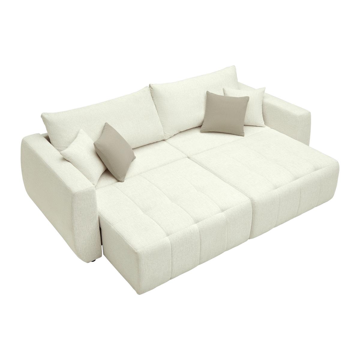 Schlafsofa Bologna Beige - Beige/Schwarz, Holz/Textil (245/74-90/104cm) - Mömax