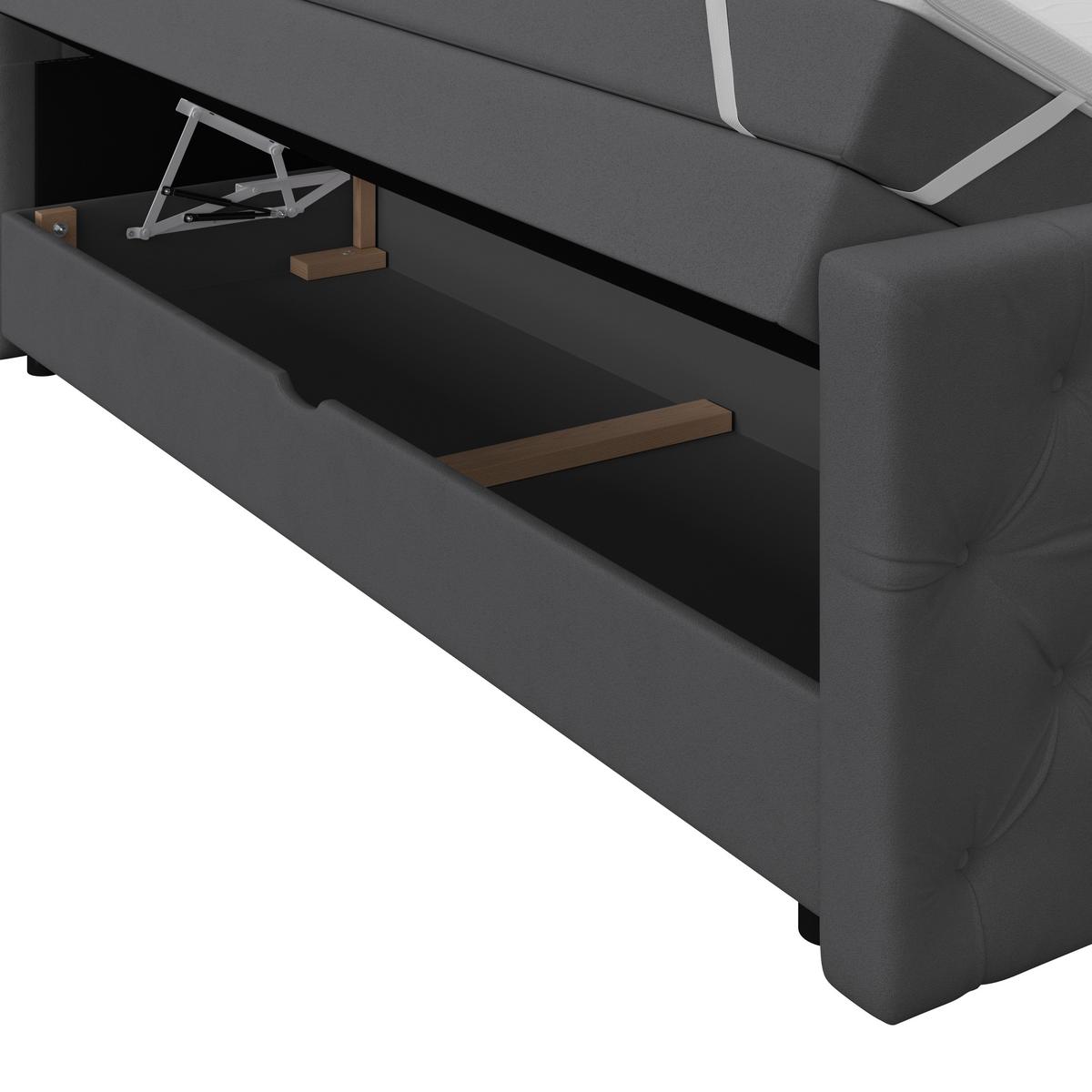 Boxspring Krevet Elio - boje grafita/bež, Romantično / ladanjski, tekstil/plastika (140/200cm) - Modern Living