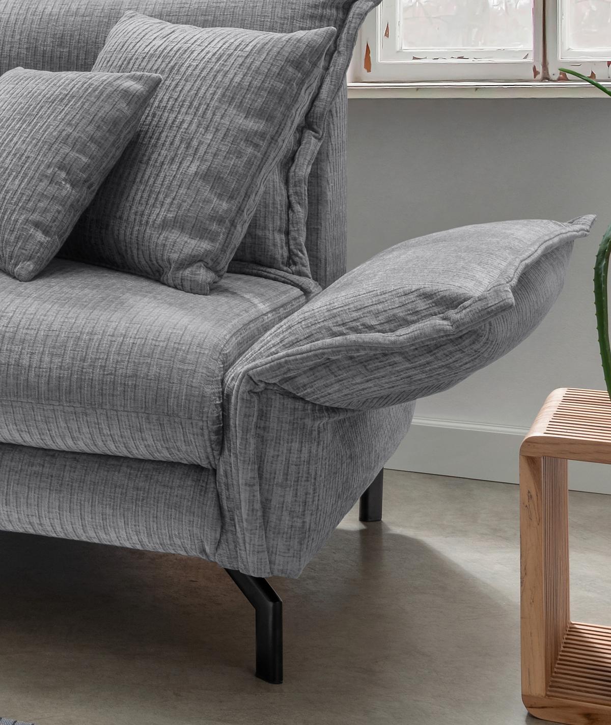 ECKSOFA LAVA - Schwarz/Grau, Design, Textil/Metall (180/255cm) - Livetastic