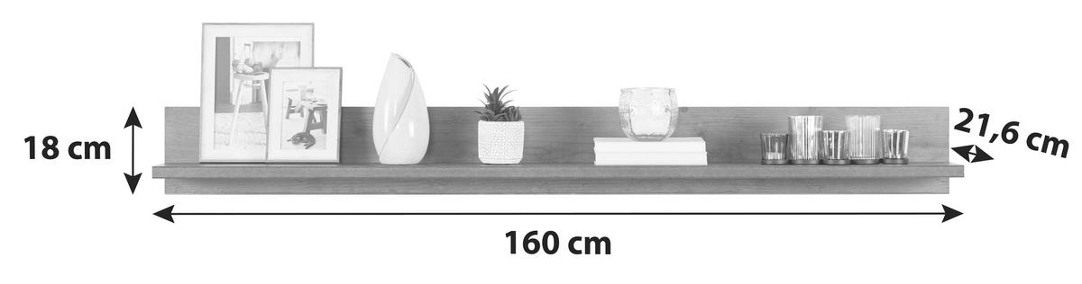 Poliță de perete Ontario - culoare lemn stejar, Trend, material pe bază de lemn (160/18/21,60cm) - Modern Living