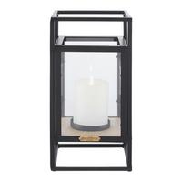 LATARNIA TARA - kolor naturalny/czarny, Modern, materiał drewnopochodny/metal (15/30/15cm) - Bessagi Home