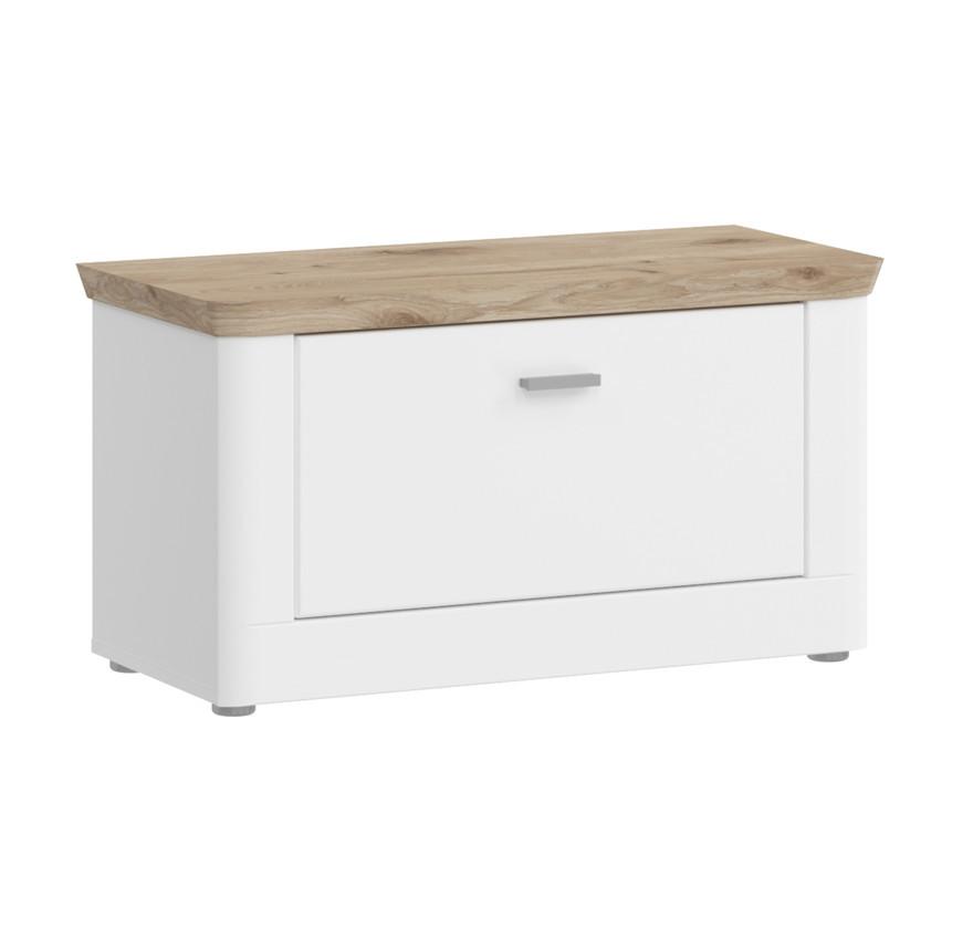 Garderobenbank Michigan ca. 79x44 cm Weiß/Eiche - Weiß, LIFESTYLE, Holzwerkstoff/Kunststoff (79/44/37cm) - MID.YOU