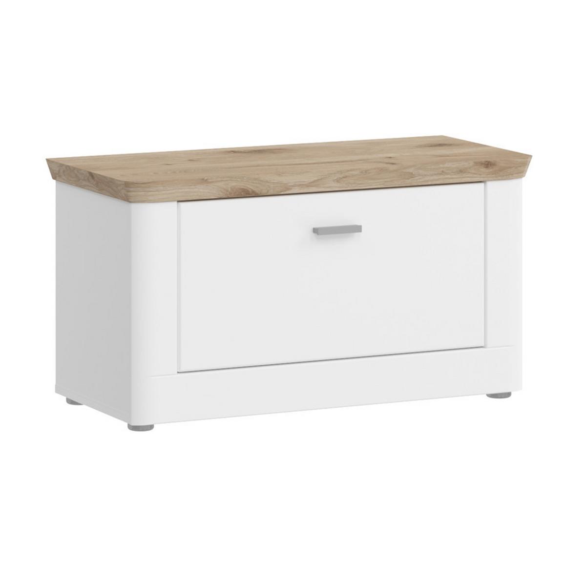 Garderobenbank Michigan ca. 79x44 cm Weiß/Eiche - Weiß, LIFESTYLE, Holzwerkstoff/Kunststoff (79/44/37cm) - MID.YOU