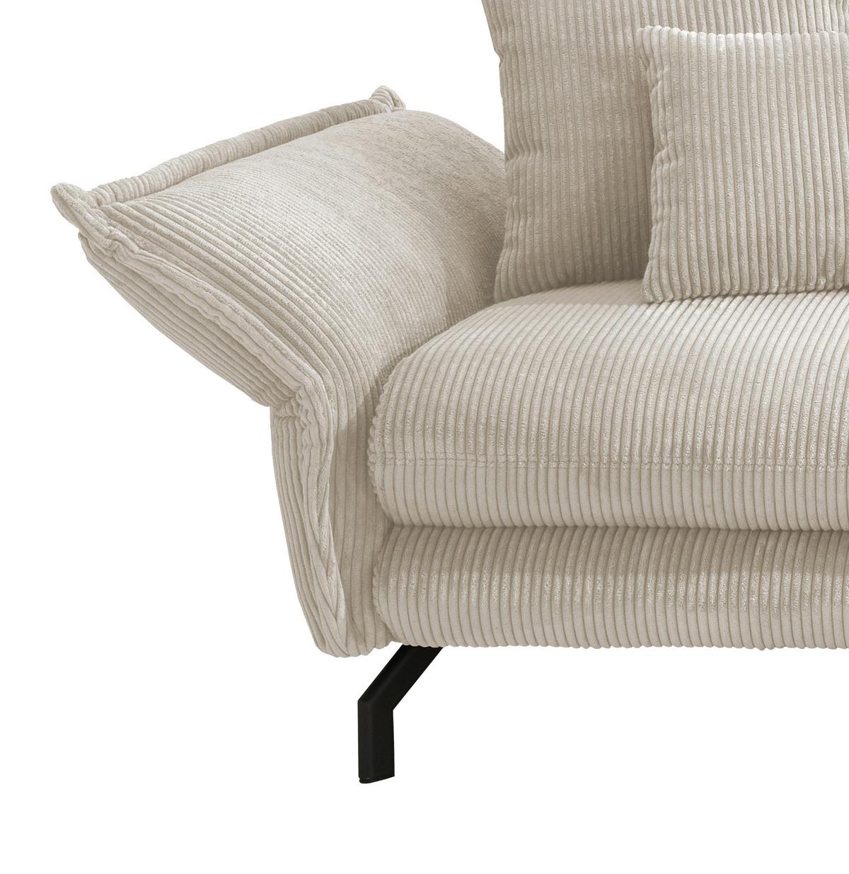 Wohnlandschaft Lava Beige Cord - Beige/Schwarz, MODERN, Textil/Metall (255/180cm) - Livetastic