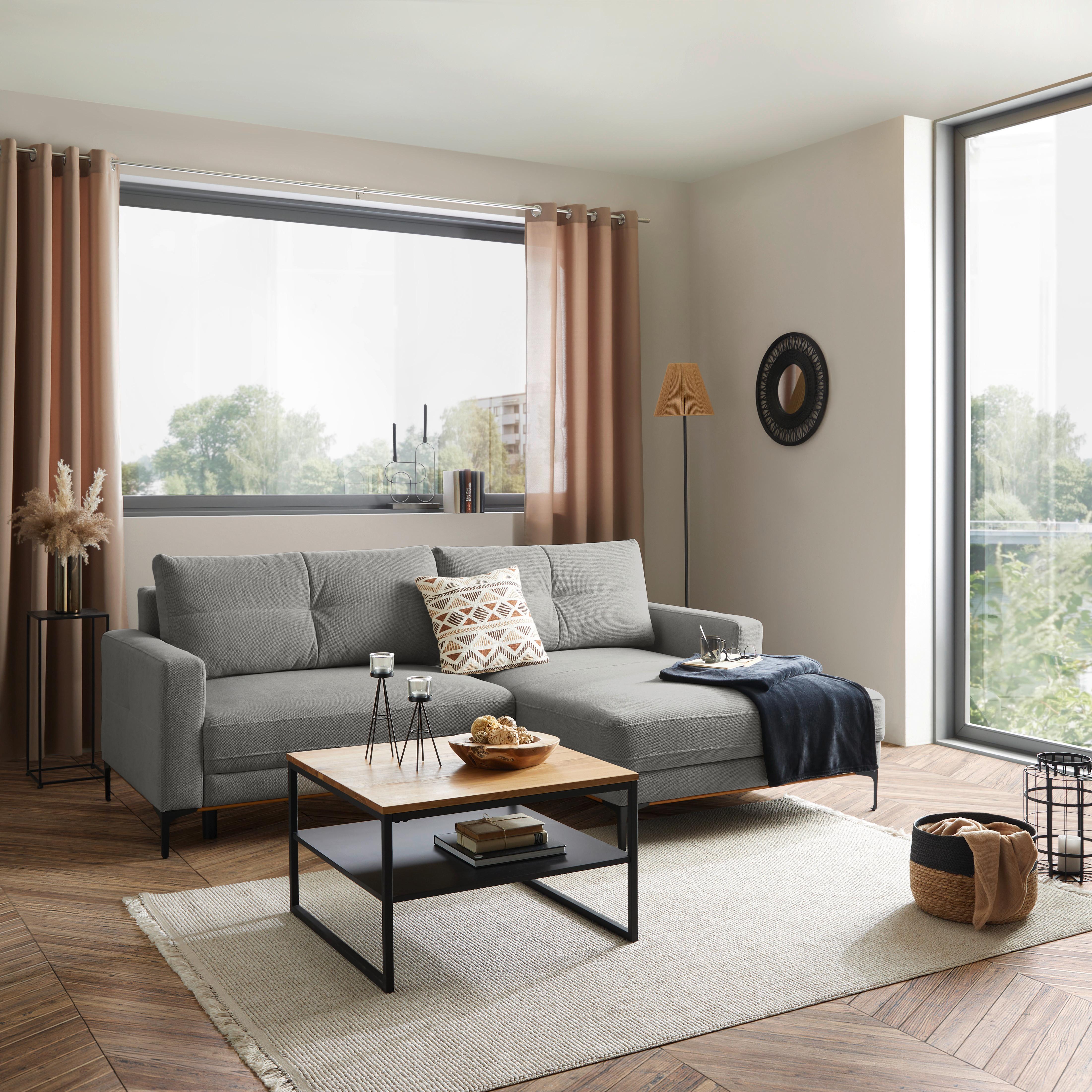 Kutna Garnitura Bergamo - svijetlo siva/crna, Moderno, tekstil/metal (238/162cm) - Ondega
