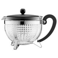 Teekanne Bodum Chamboard Schwarz ca. 1,3l - Schwarz, KONVENTIONELL, Glas (19/19/17cm) - Bodum