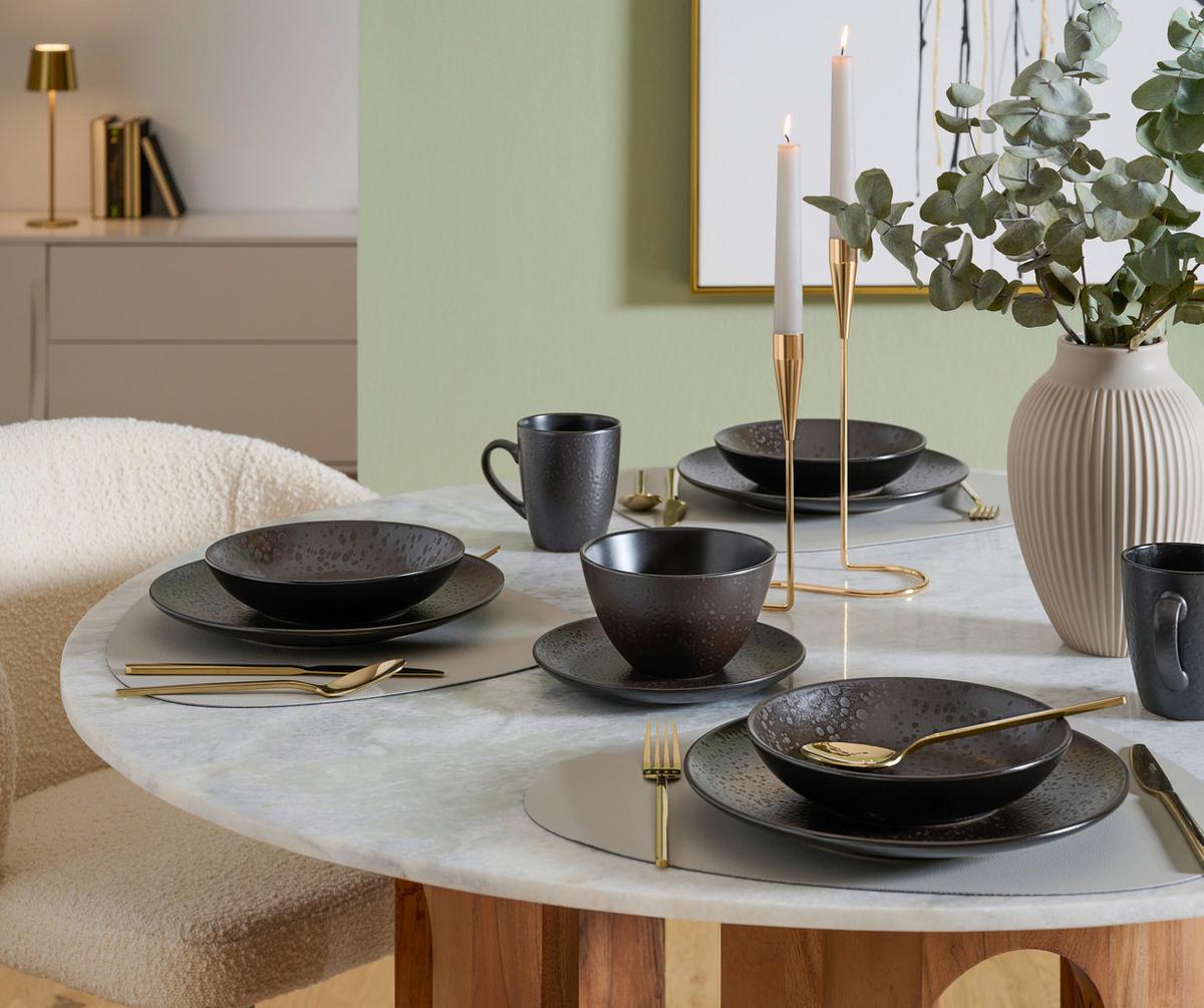 SERWIS OBIADOWO-ŚNIADANIOWY KITWE - czarny, Design, ceramika - Ritzenhoff Breker