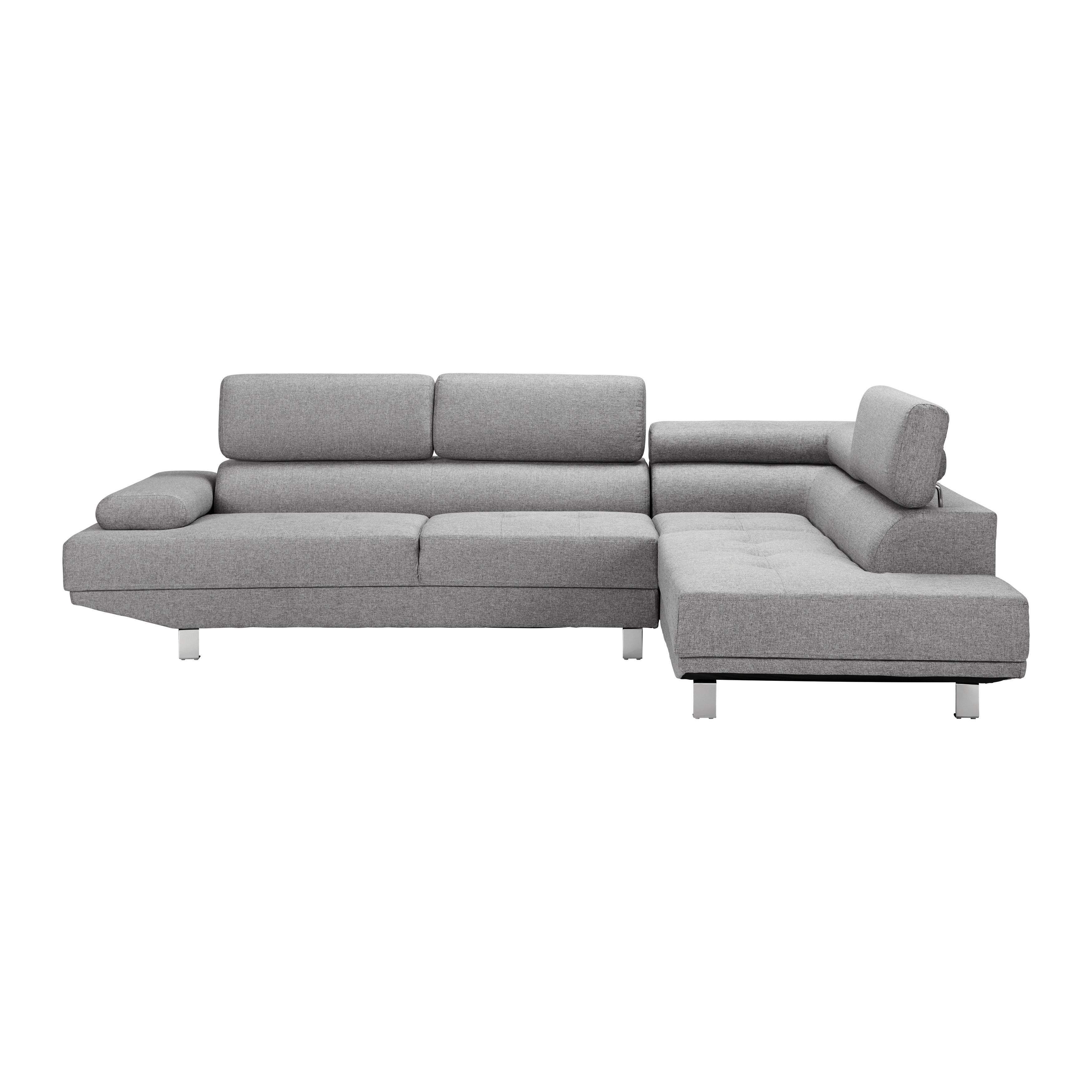Sarokkanapé Emely - világosszürke, Modern, textil/fa (267/70/195cm) - Bessagi Home