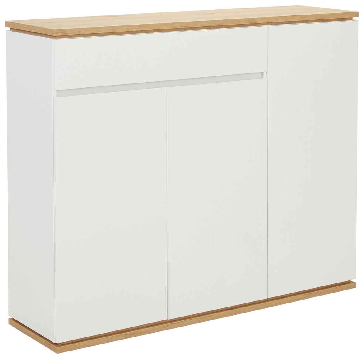 SZAFKA NA BUTY YAMAEL - biały/czarny, Design, materiał drewnopochodny/tworzywo sztuczne (135/112/38cm) - Xora