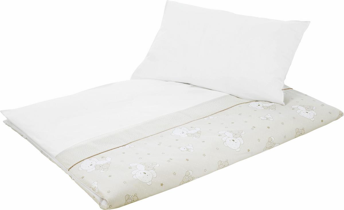 ZESTAW DO ŁÓŻKA SZCZEBELKOWEGO SREBRNY MIŚ - biały/taupe, Basics, tkanina - Patinio