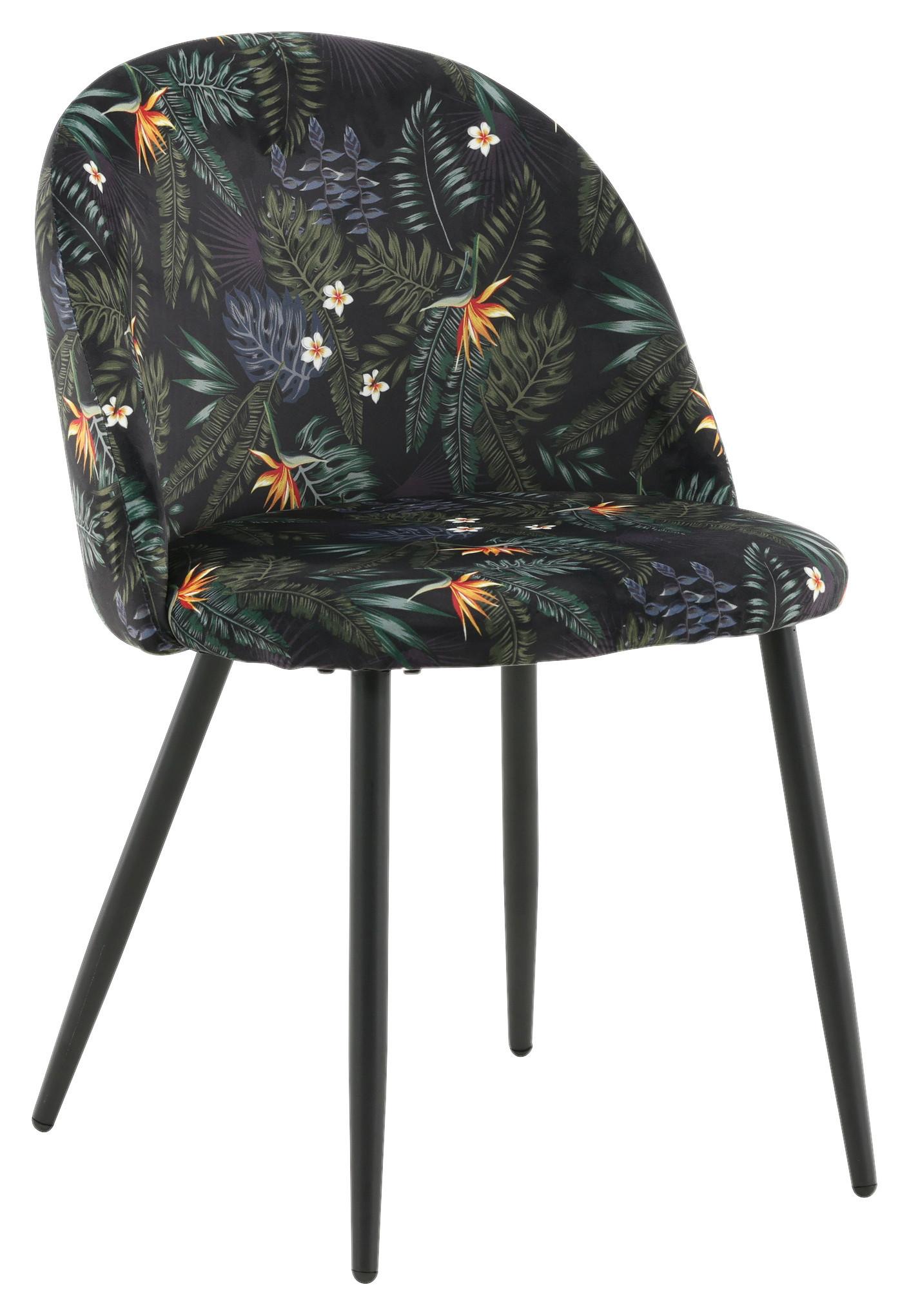 STUHL-SET VELVET - Schwarz, Design, Textil/Metall (50/77/48cm) - Livetastic