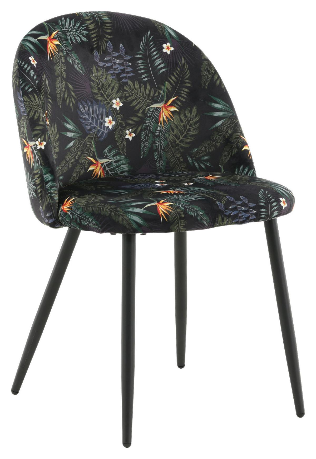 STUHL-SET VELVET - Schwarz, Design, Textil/Metall (50/77/48cm) - Livetastic