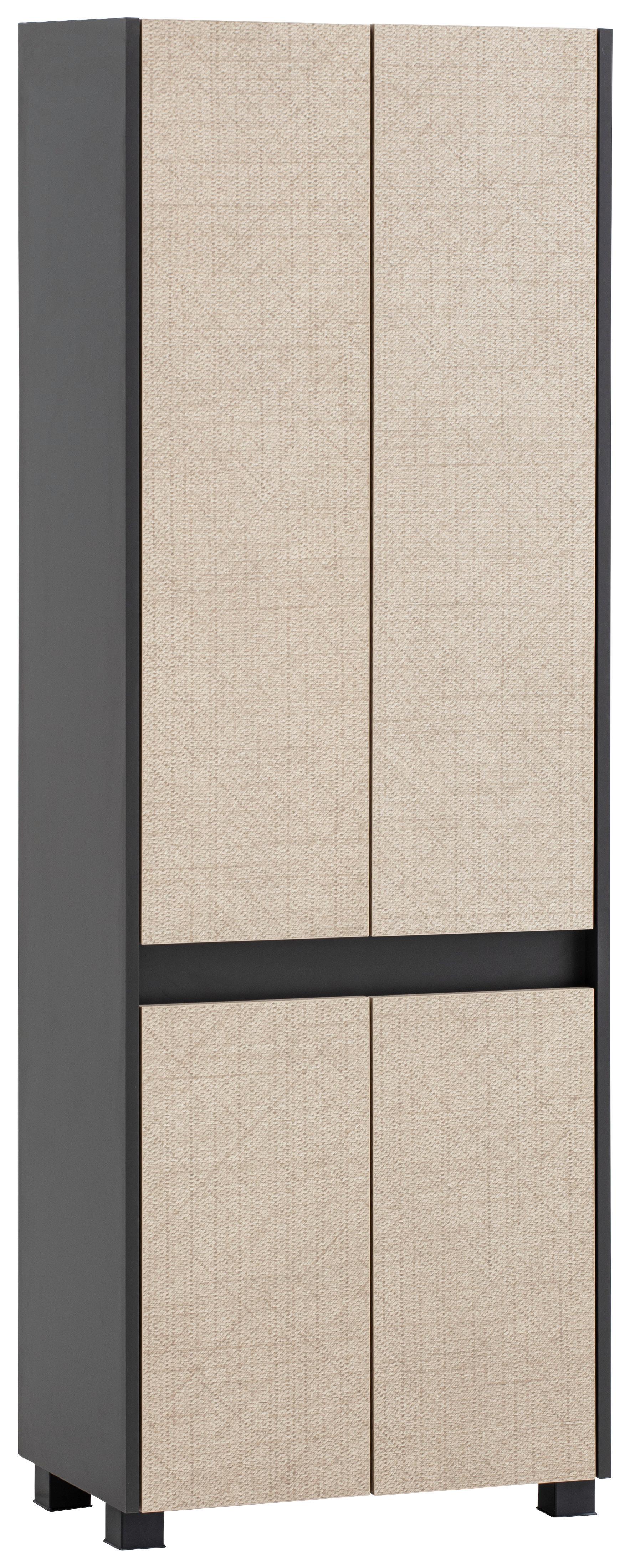 Hochschrank Sander Anthrazit/Beige - Beige/Schwarz, MODERN, Holzwerkstoff/Kunststoff (56,9/164,5/33cm) - MID.YOU