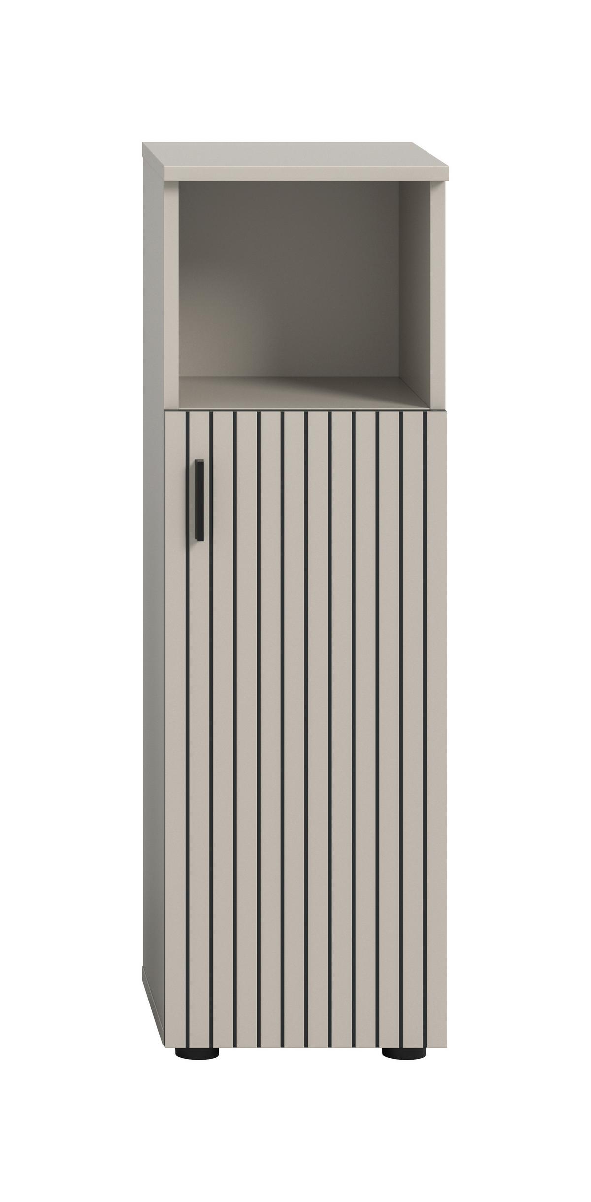 Midischrank Mone Kaschmir - Kaschmir/Schwarz, Trend, Holzwerkstoff/Kunststoff (30/95/30cm) - MID.YOU