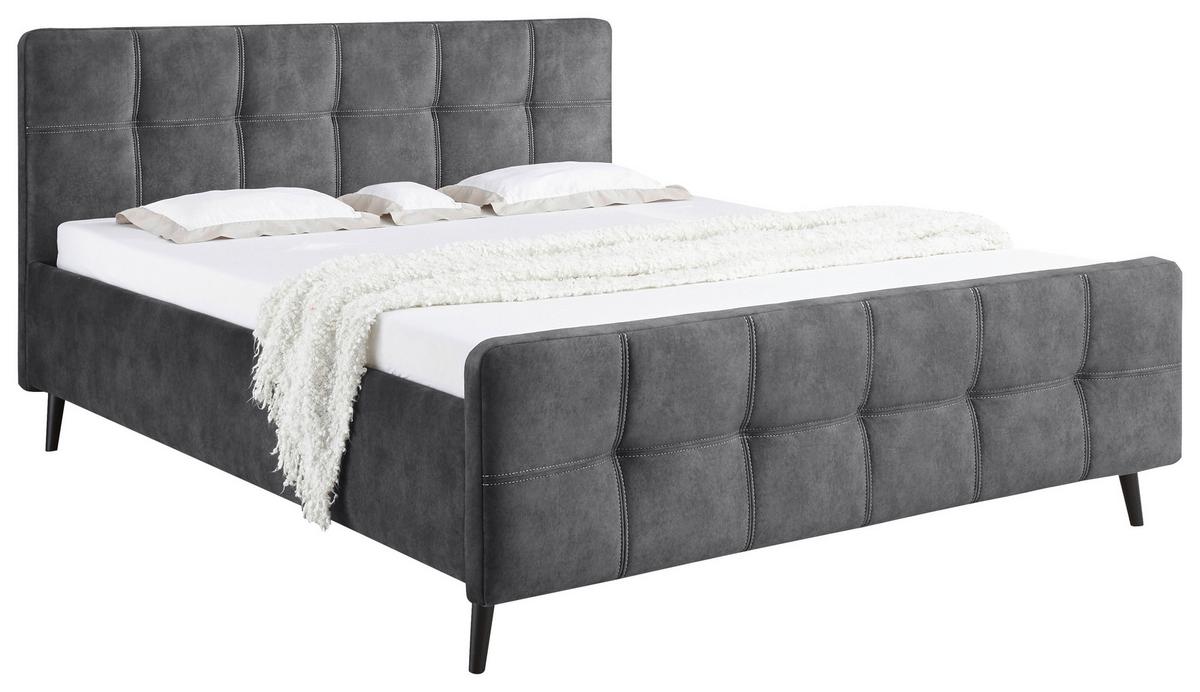 Polsterbett in Anthrazit ca. 280x200 cm 'Mario C' - Anthrazit/Schwarz, Basics, Holz/Holzwerkstoff (180/200cm) - MID.YOU