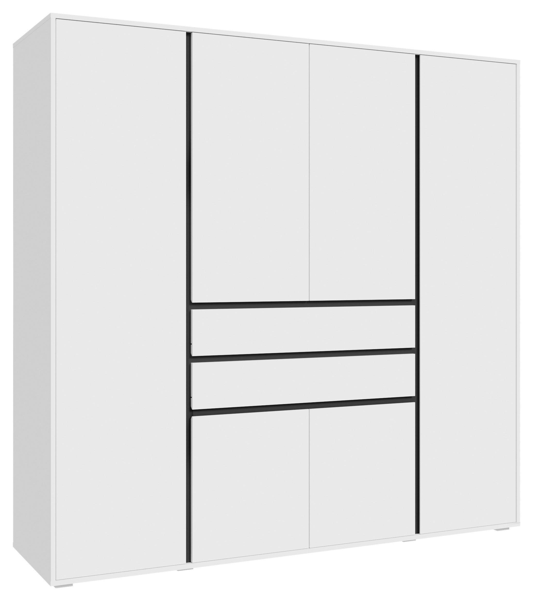 Drehtürenschrank Falun Weiß - Weiß, MODERN, Holzwerkstoff (197/194/56cm) - Livetastic