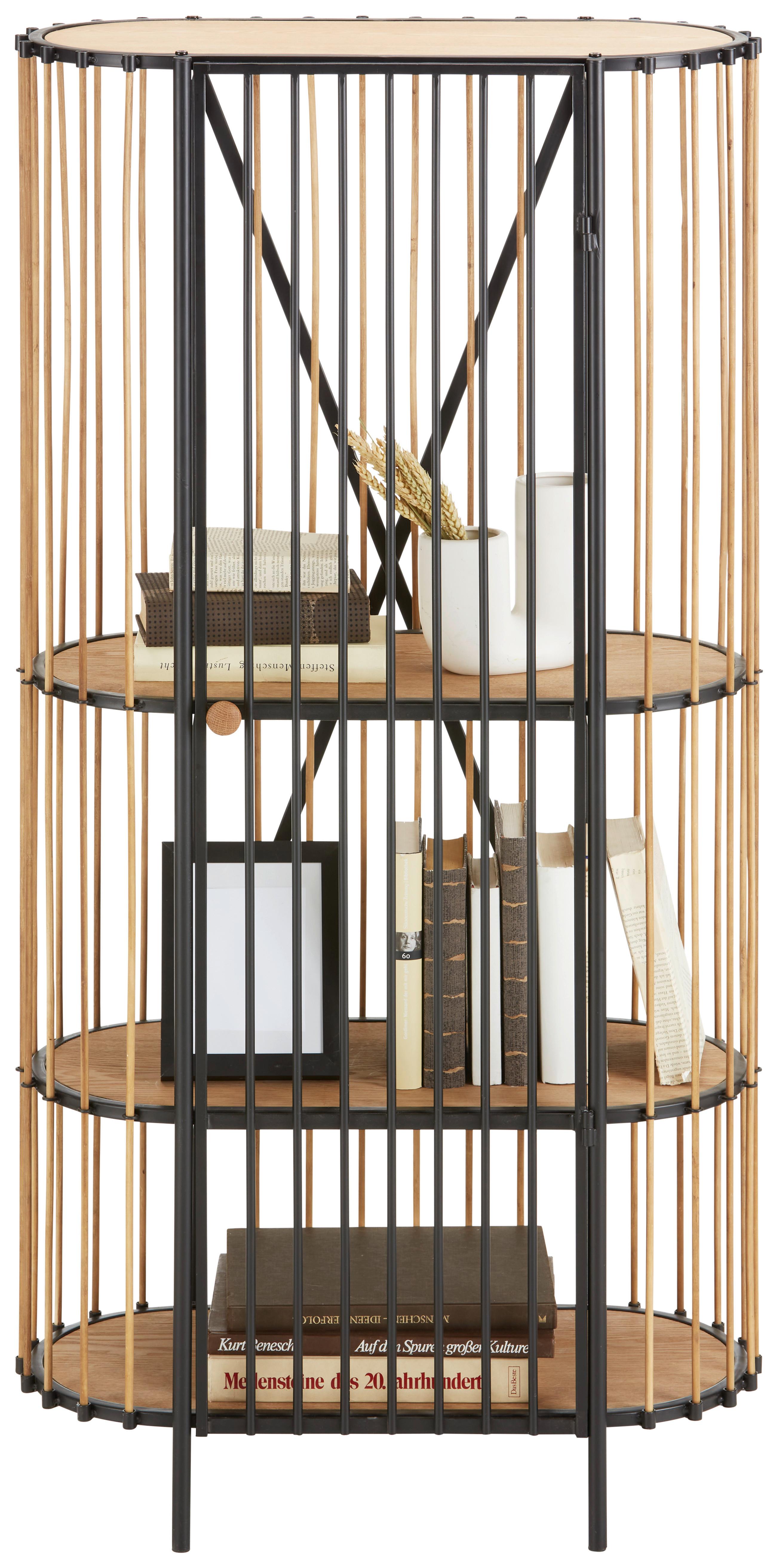 Regal in Schwarz/Naturfarben - Schwarz/Naturfarben, Lifestyle, Naturmaterialien/Holz (67/132/32cm) - Zandiara