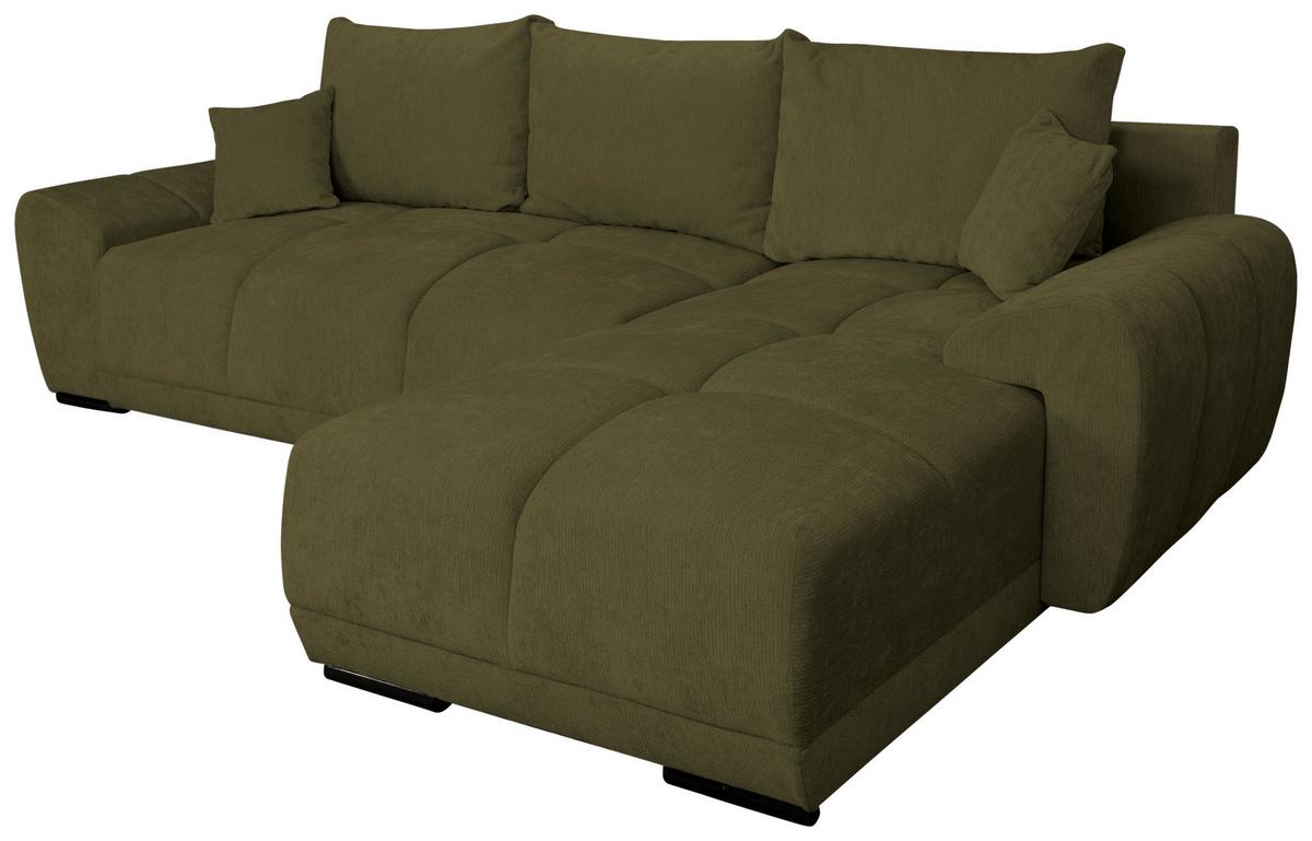 Kutna Garnitura Bonn - maslinasto zelena/crna, Moderno, tekstil/plastika (296/182cm)