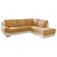 Wohnlandschaft Nardo Creme/Dunkelgelb - Chromfarben/Dunkelgelb, MODERN, Textil/Metall (264/221cm) - MID.YOU