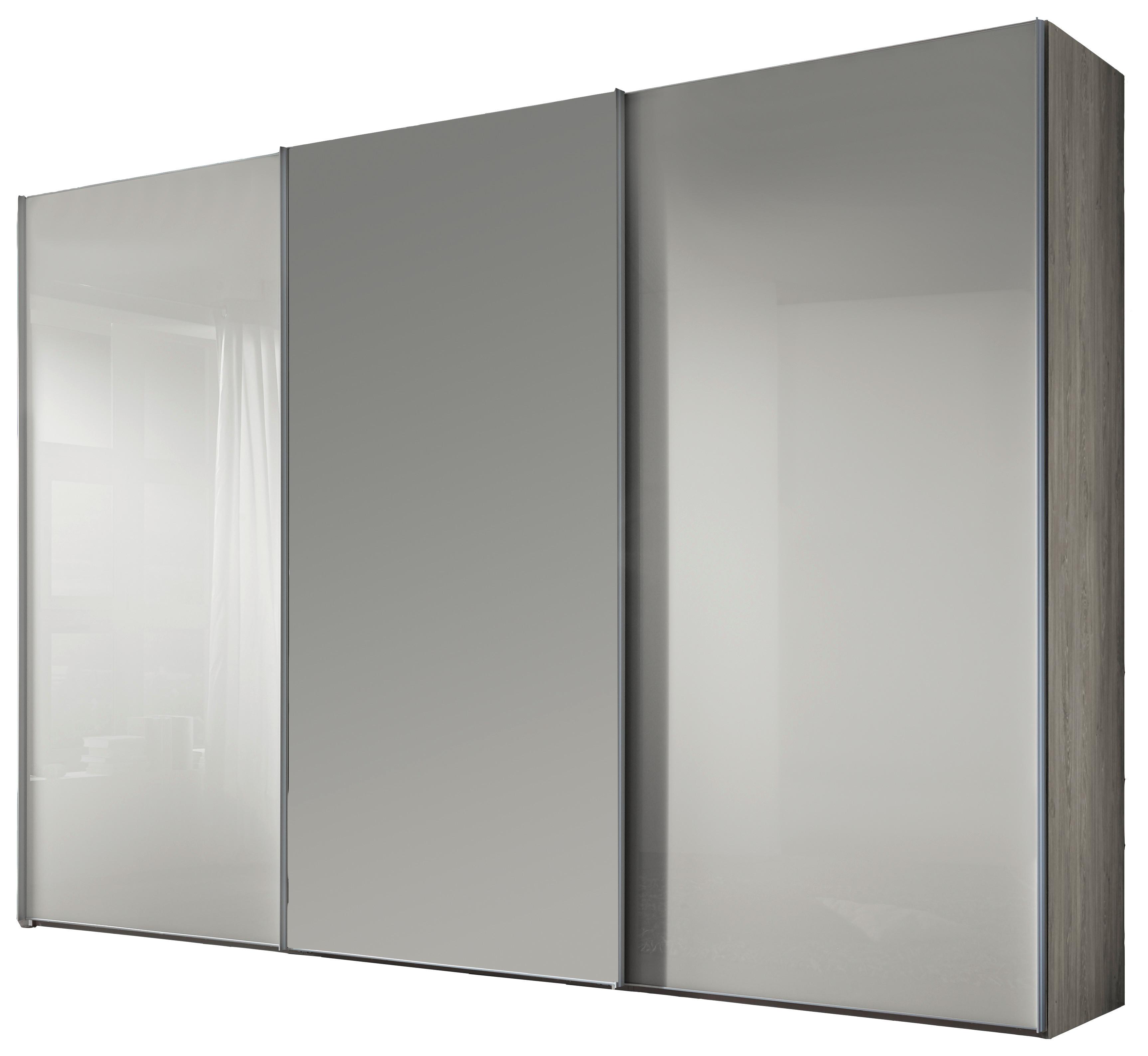 Tolóajtós Szekrény 3 Ajtós Sonate Rom - króm/szürke, Modern, faalapú anyag/Üveg (298/240/68cm) - Premium Living