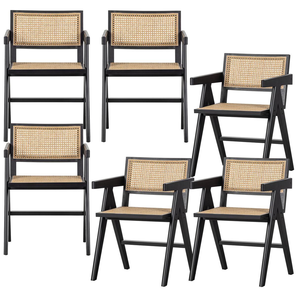 Armlehnstuhl Gunn Schwarz B: 54 cm - Schwarz/Naturfarben, Design, Holz (54/80/54cm) - Livetastic