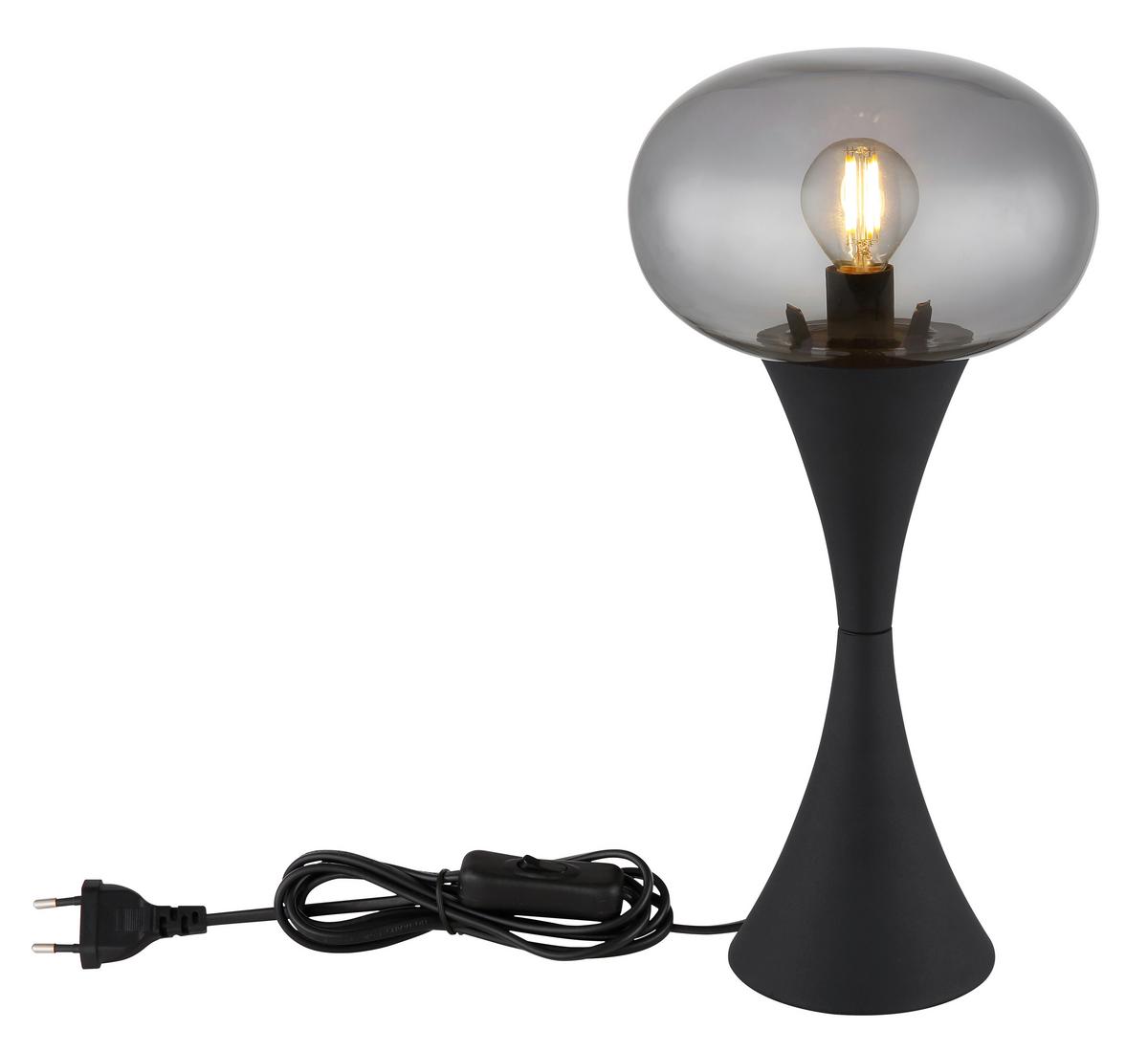 TISCHLEUCHTE 21027S - Schwarz/Grau, Design, Glas/Kunststoff (18/36,9cm) - Globo