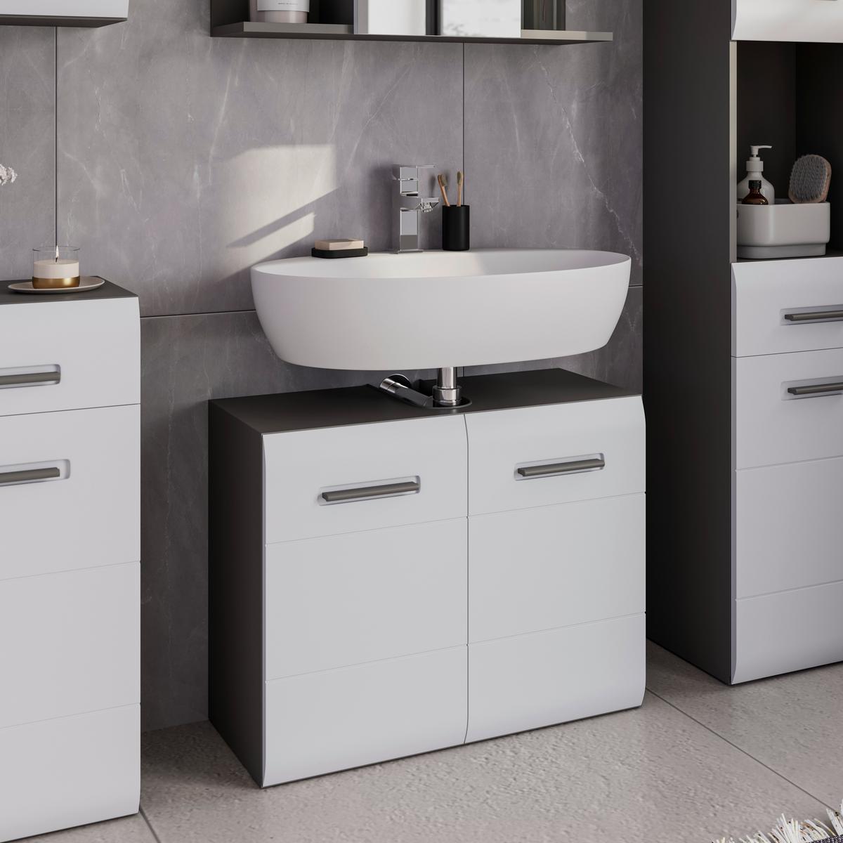 Element Ispod Umivaonika Pearl New - bijela/antracit, Konvencionalno, drvni materijal/plastika (70/55,5/29,6cm)