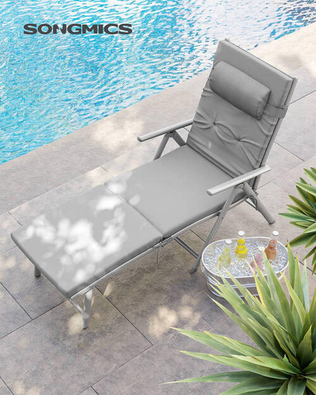 Sonnenliege 6cm dicke Matratze Grau - Grau, Basics, Textil/Metall (61/39/183cm) - Modante