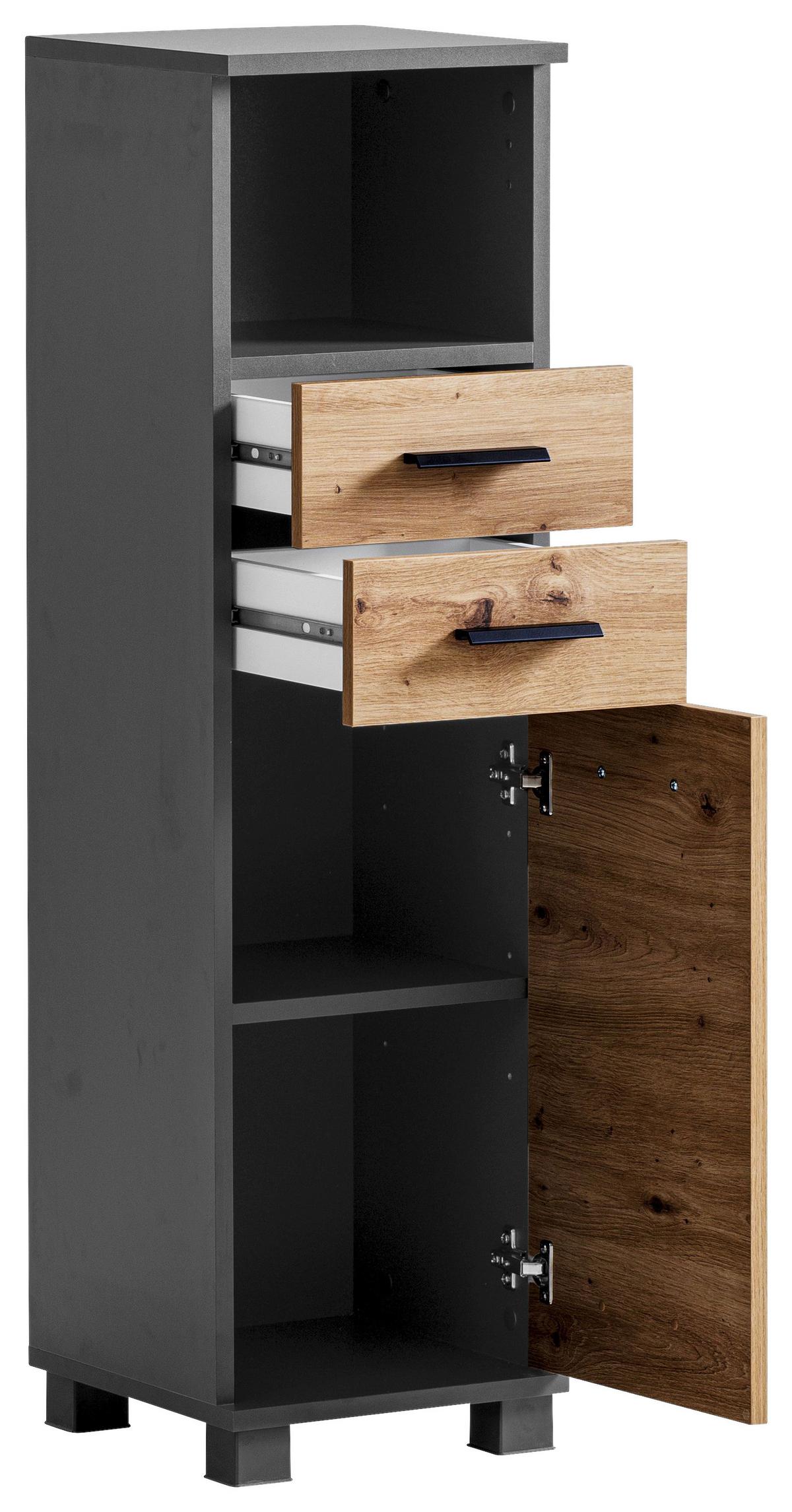 SZAFKA ŚREDNIA PALERMO - antracytowy/czarny, Konventionell, materiał drewnopochodny/tworzywo sztuczne (30/110,5/33cm) - Stylife