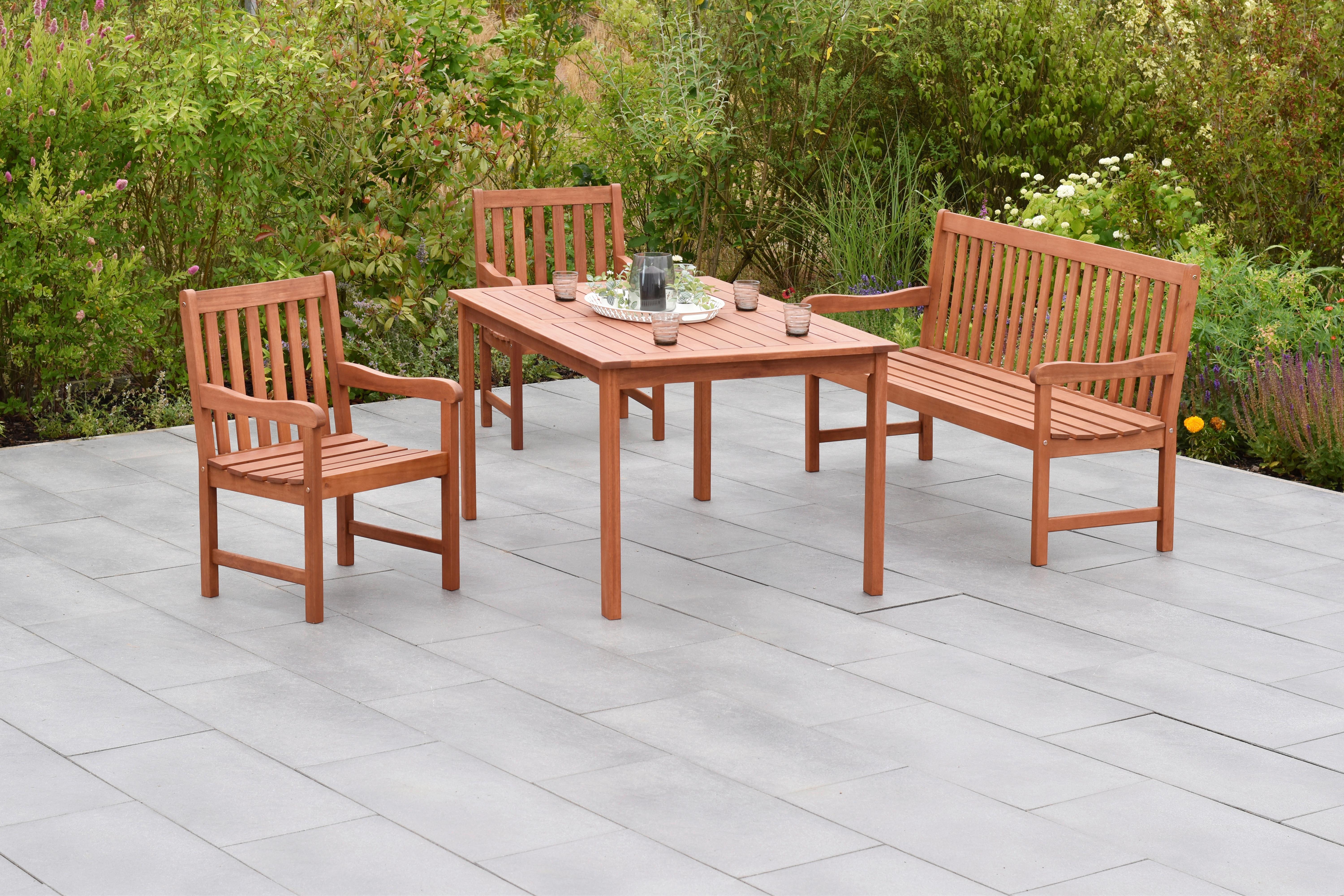 Gartenset Santos Naturfarben Echtholz - Naturfarben, MODERN, Holz - Gardenson