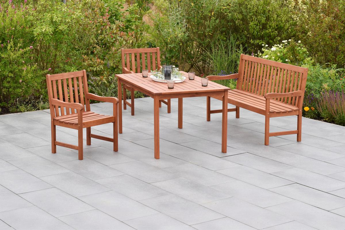 Gartenset Santos Naturfarben Echtholz - Naturfarben, MODERN, Holz - Gardenson