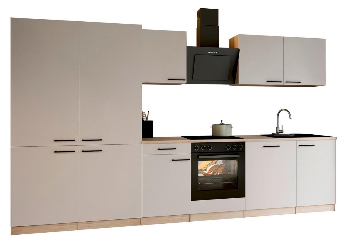 Küchenblock Merle m. Geräten Kaschmir - Kaschmir/Eichefarben, Trend, Holzwerkstoff/Metall (340cm) - Respekta