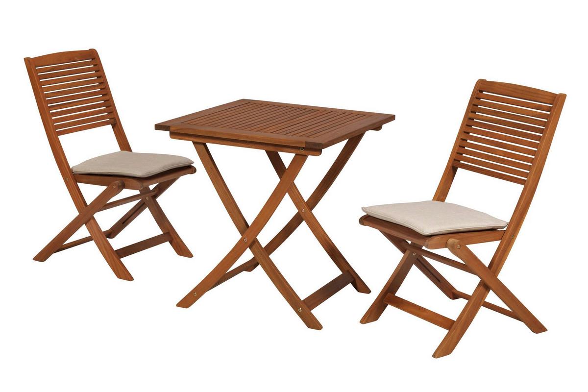 Balkonset Bali Holz 5-tlg. - Beige/Akaziefarben, KONVENTIONELL, Holz/Textil - Gardenson