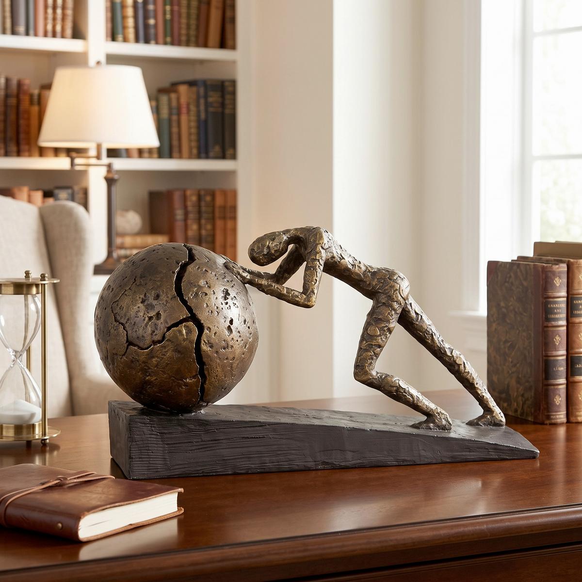 Skulptur Heavy Ball Bronzefarben - Cappuccino, Basics, Kunststoff (37/21,5/11cm)