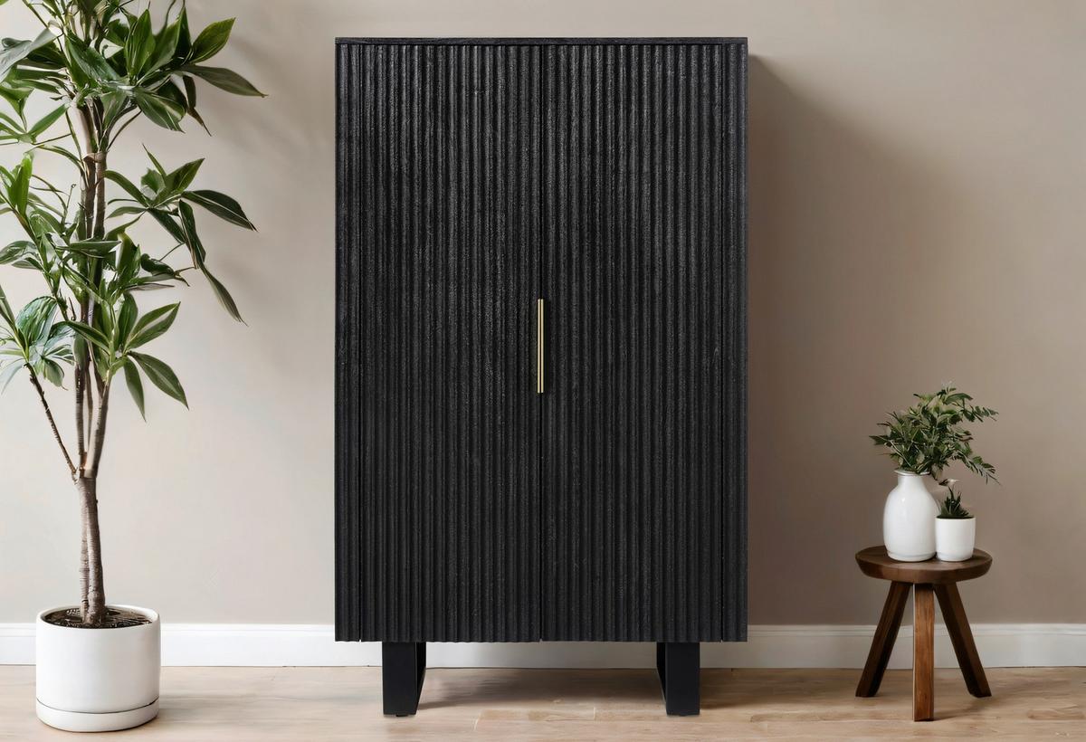 KOMODA WYSOKA HIGHBOARD - czarny/kolor złoty, Design, metal/drewno (90/150/40cm) - Livetastic