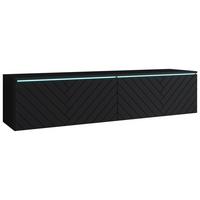 TV-Lowboard mit LED ca. 140x30 cm Schwarz Fischgr. - Schwarz/Grau, Basics, Holzwerkstoff/Kunststoff (140/30/33cm) - P & B