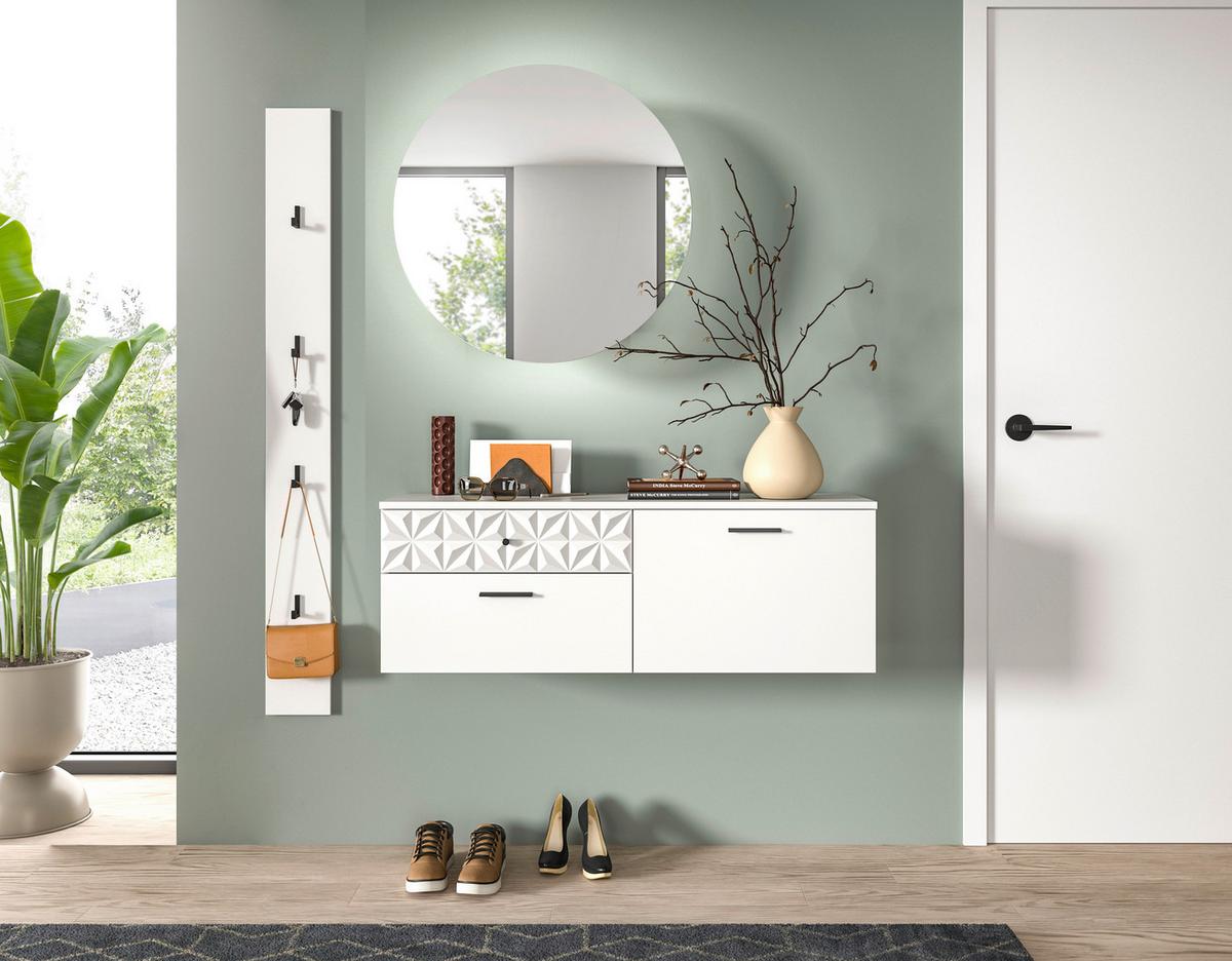 Predsoba Prisma, Bela, 3-Delna - bela, Design, steklo/leseni material (141/192/34cm) - MID.YOU