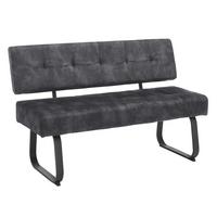 Sitzbank aus Samt in Anthrazit - Anthrazit, MODERN, Textil/Metall (140/90,5/64cm) - Based