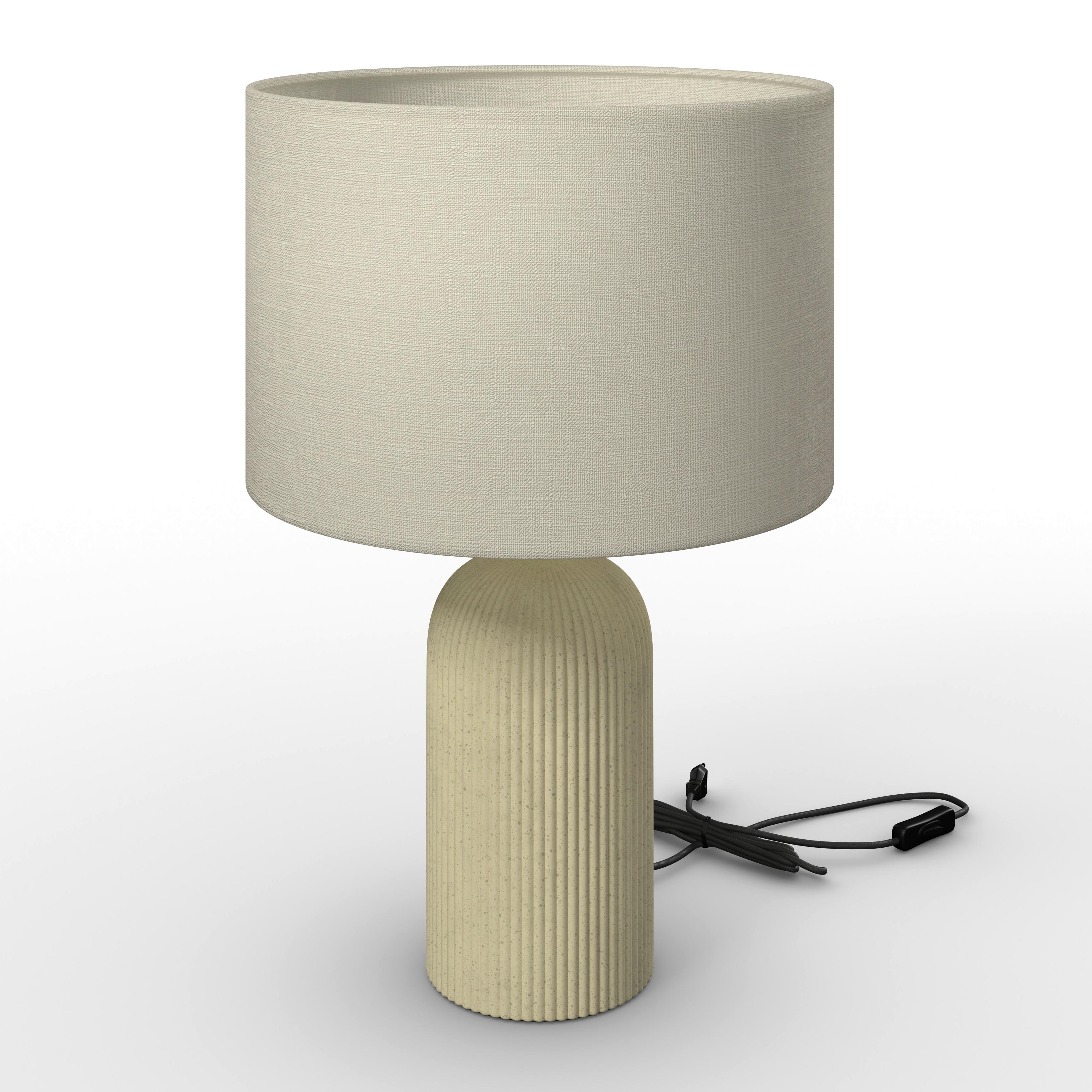 Tischleuchte Lucina Beige/Creme max. 40 Watt - Beige/Messingfarben, MODERN, Keramik/Textil (30/46cm) - Bessagi Home