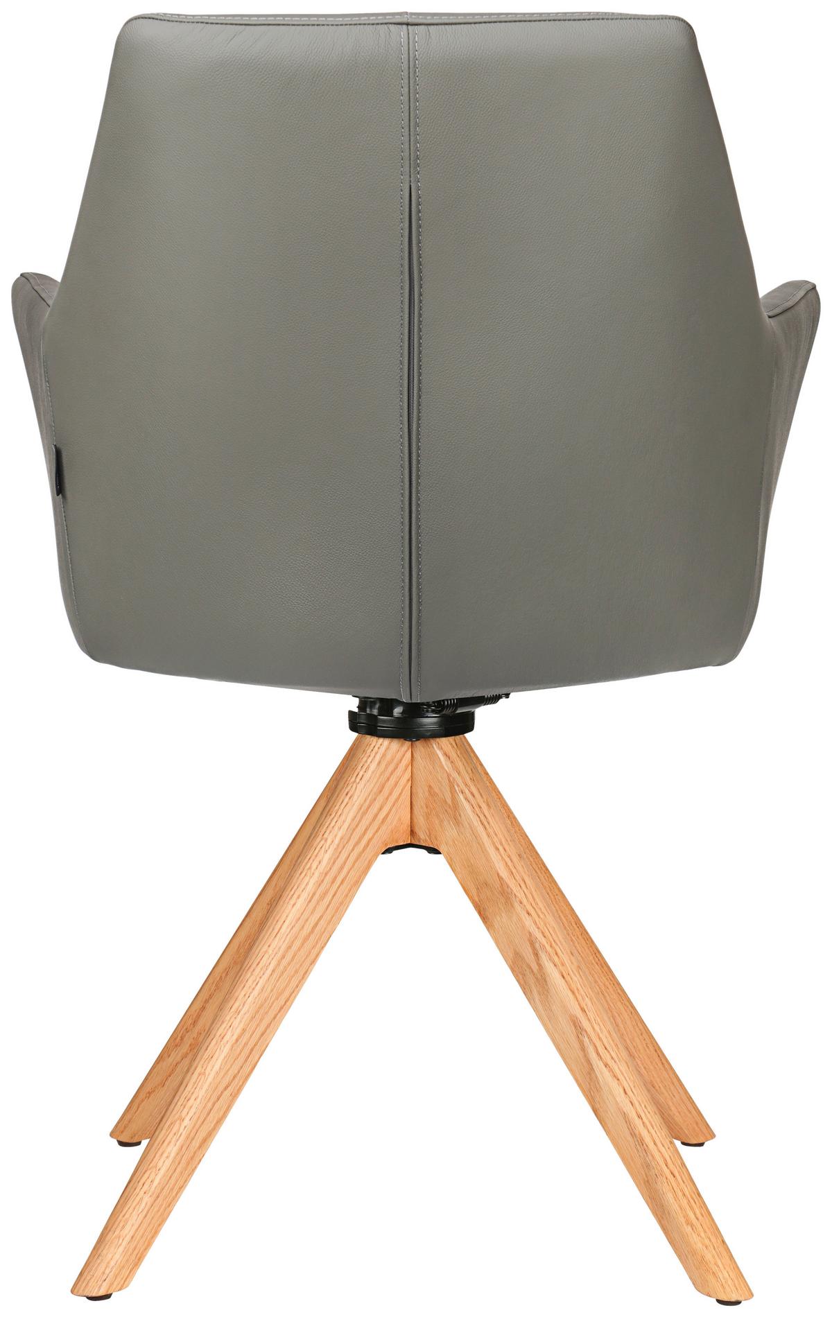 KRZESŁO Z PODŁOKIETNIKAMI MEDUSA - kolor dębowy/antracytowy, Konventionell, skóra/drewno (59,5/87,5/63cm) - Novel