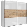 Ormar S Kliznim Vratima Tetrix - bijela/bijela visoki sjaj, Moderno, drvni materijal/metal (220/195,5/60cm) - Modern Living