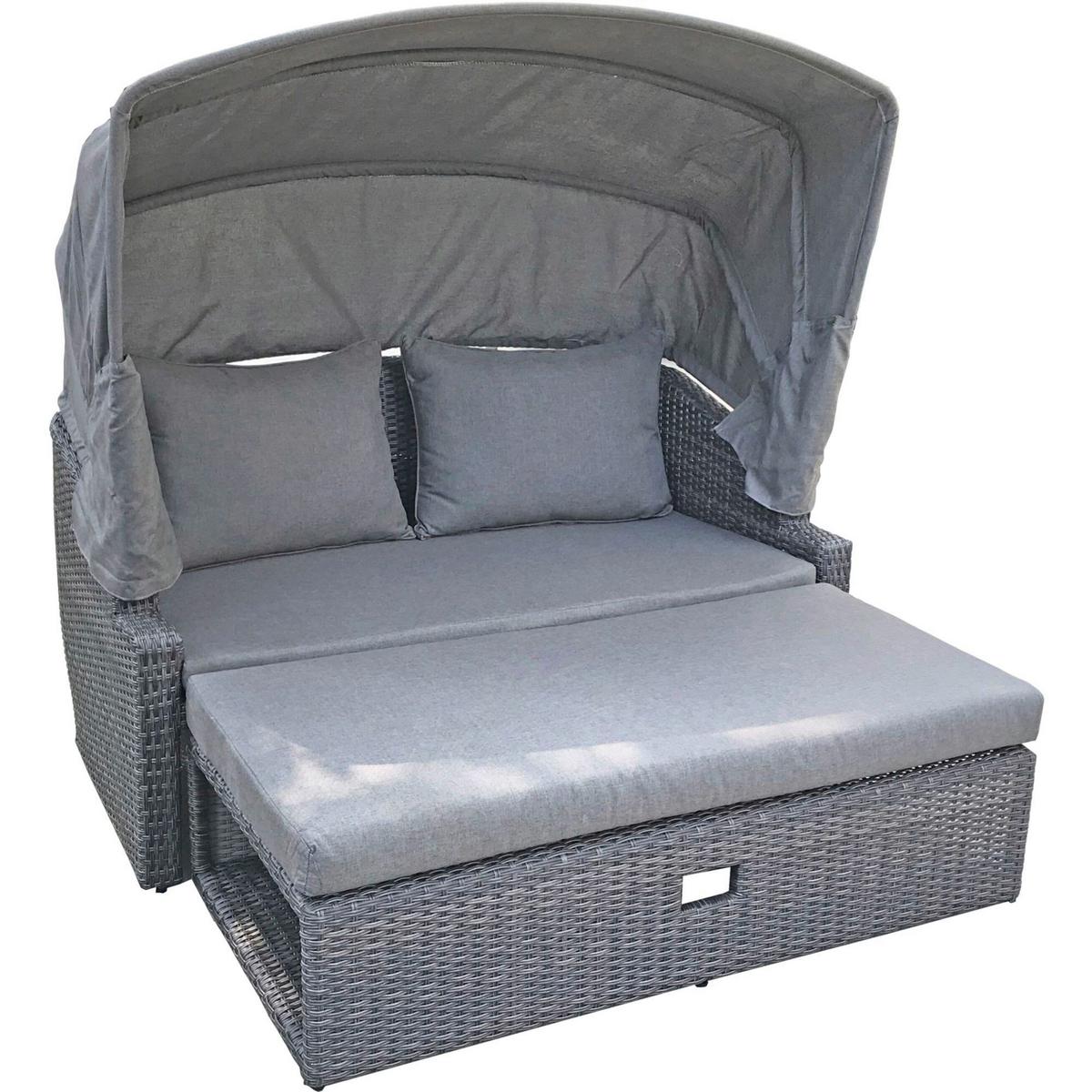 Loungesofa Monte Carlo Grau - Dunkelgrau/Grau, Basics, Kunststoff/Textil (144/74/146cm) - Gardenson