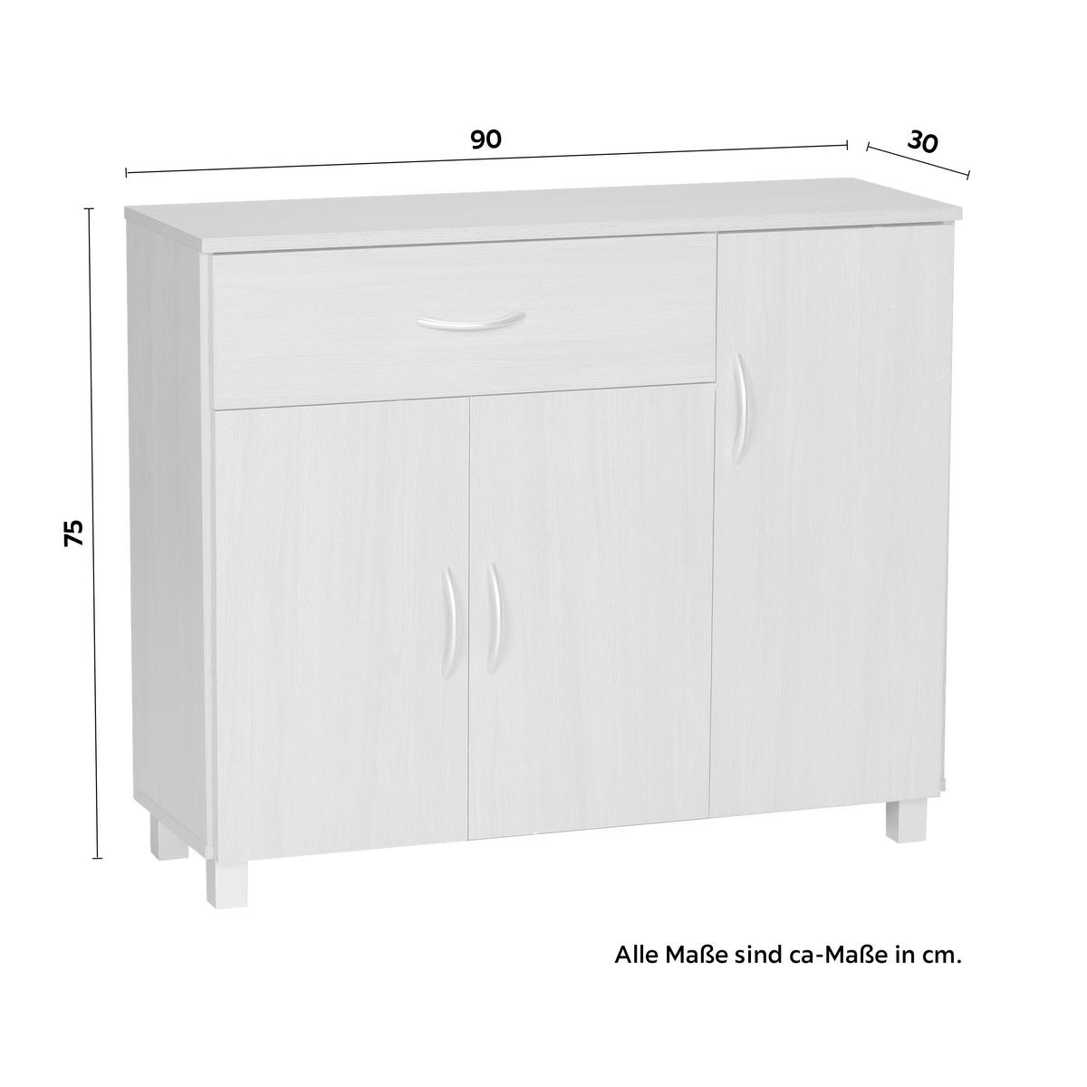 Komoda Jarry - siva/barve bukve, Konvencionalno, leseni material (90/75/30cm) - MID.YOU