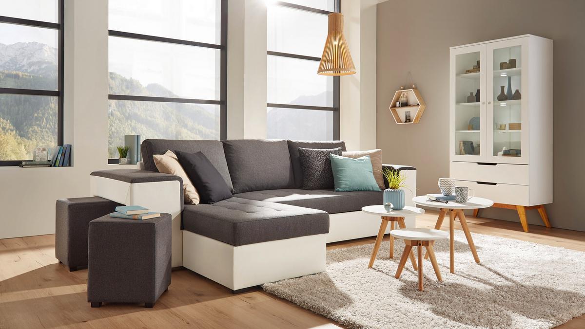 Sarokkanapé Harbour - fehér/szürke, Modern (260/150cm) - Mömax