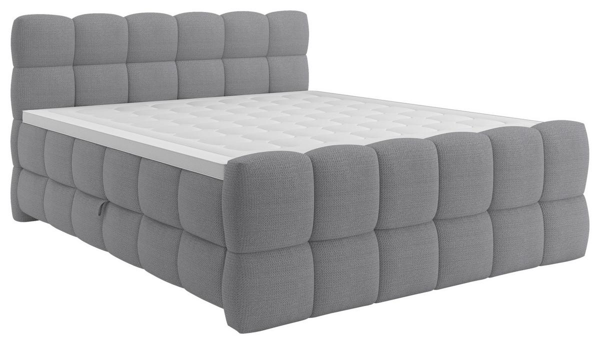 Boxspring Krevet Brisbane - siva/crna, Trend, drvni materijal/drvo (120/200cm) - Premium Living