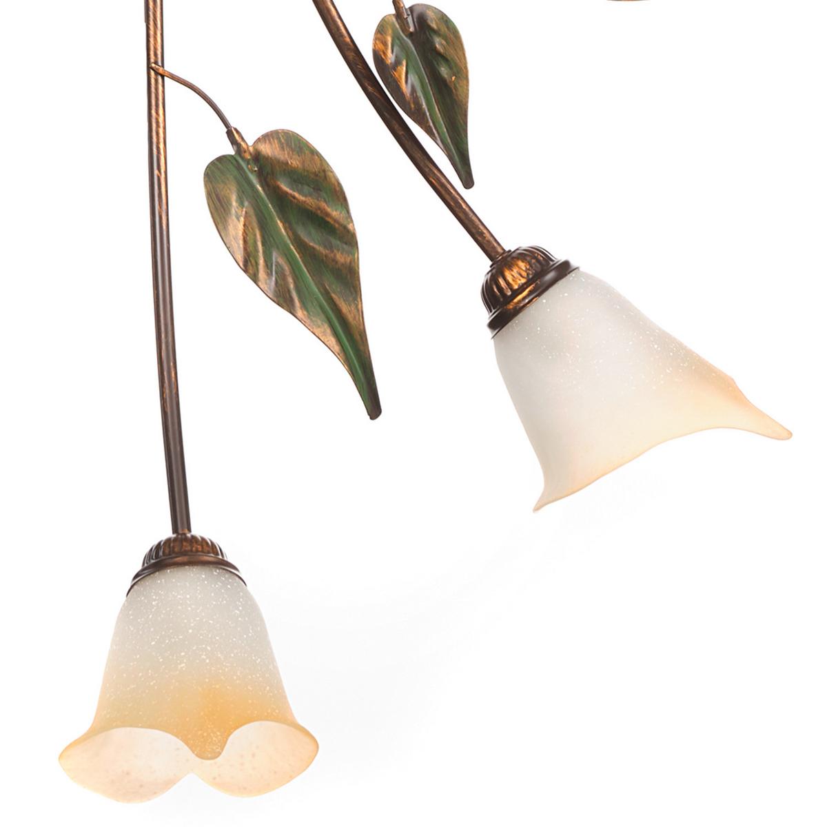 Deckenleuchte Miranda Bronze/Olivgün max. 6 Watt - Bronzefarben/Olivgrün, ROMANTIK / LANDHAUS, Glas/Metall (65/40/125cm)