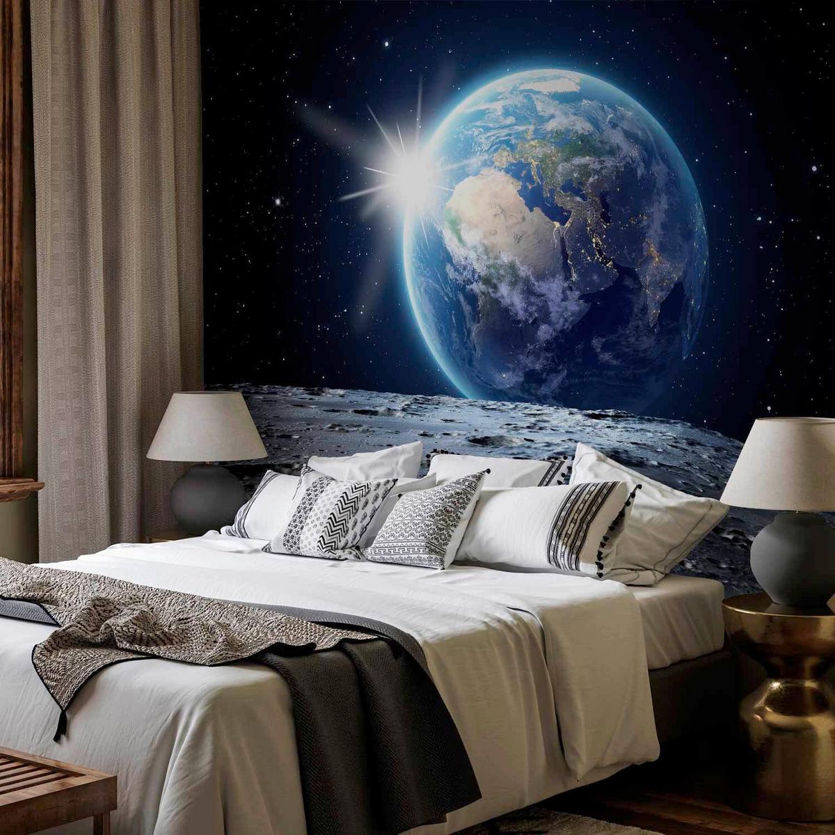 Fototapeta View Of The Blue Planet, 250x175cm - modra/črna, Trendi, tekstil (250/175cm) - artgeist